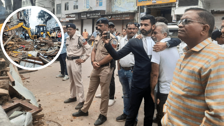 indore-news:-खजूरी-बाजार-में-अतिक्रमण-हटाने-की-कार्रवाई,-व्यापारियों-और-निगम-टीम-में-विवाद